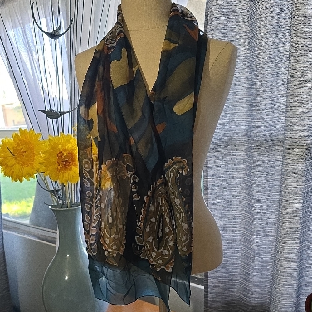 Lightweight Teal and Mustard Women’s Scarf